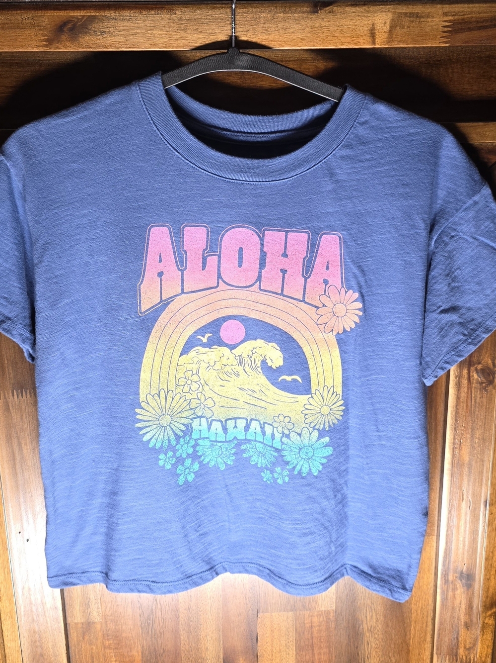 SO Girls Short Sleeve Boxy Tee, Aloha Hawaii Graphic Tee